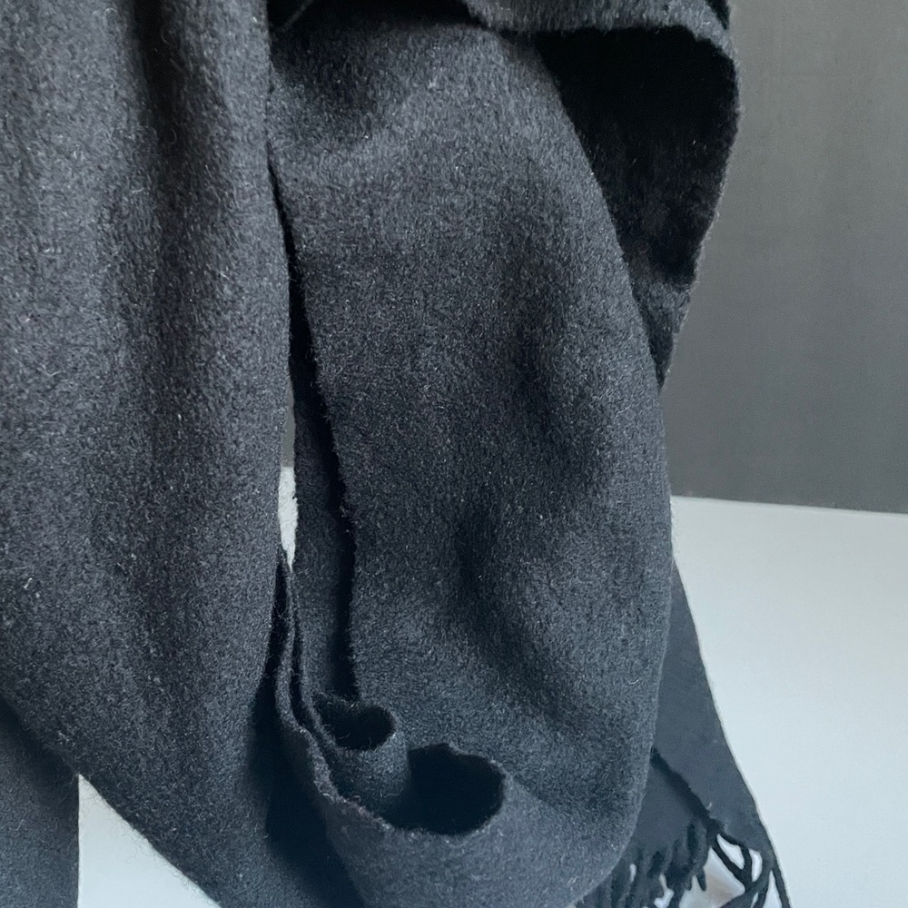 Black scarf with fringes 68” X 14” - Picture 4 of 8